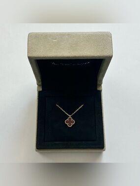 Van Cleef & Arpels Sweet Alhambra Pendant Necklace 18K Rose Gold Carnelian VCA
